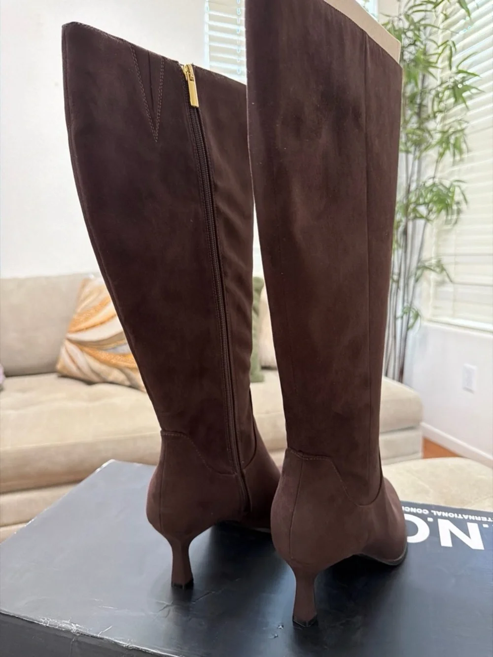 INC International Concepts Dark Brown Over‑The‑Knee wide calf Boots